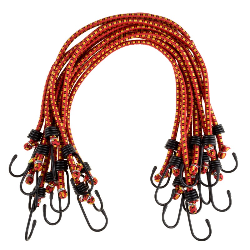 Stalwart Bungee Cords - 10-Pack Virgin Rubber 24-Inch Cordage with Heavy-Duty Vinyl-Coated Hooks and Fabric Wrapping by Stalwart (Red) - Image 1